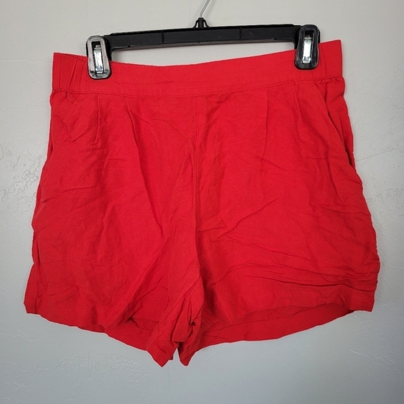 A New Day Women's Small Bright Red Shorts Linen Blend Soft Comfy Stretchy - Picture 1 of 5
